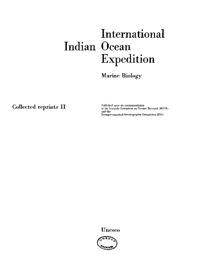 International Indian Ocean Expedition: collected reprints, II